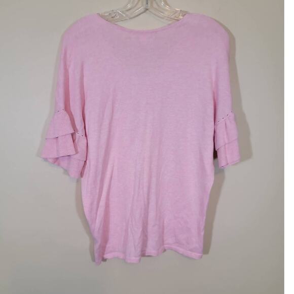 Lilly Pulitzer Kresta Ruffle Sleeves Knit Sweater Heathered Pullover Pink Small - Picture 3 of 6
